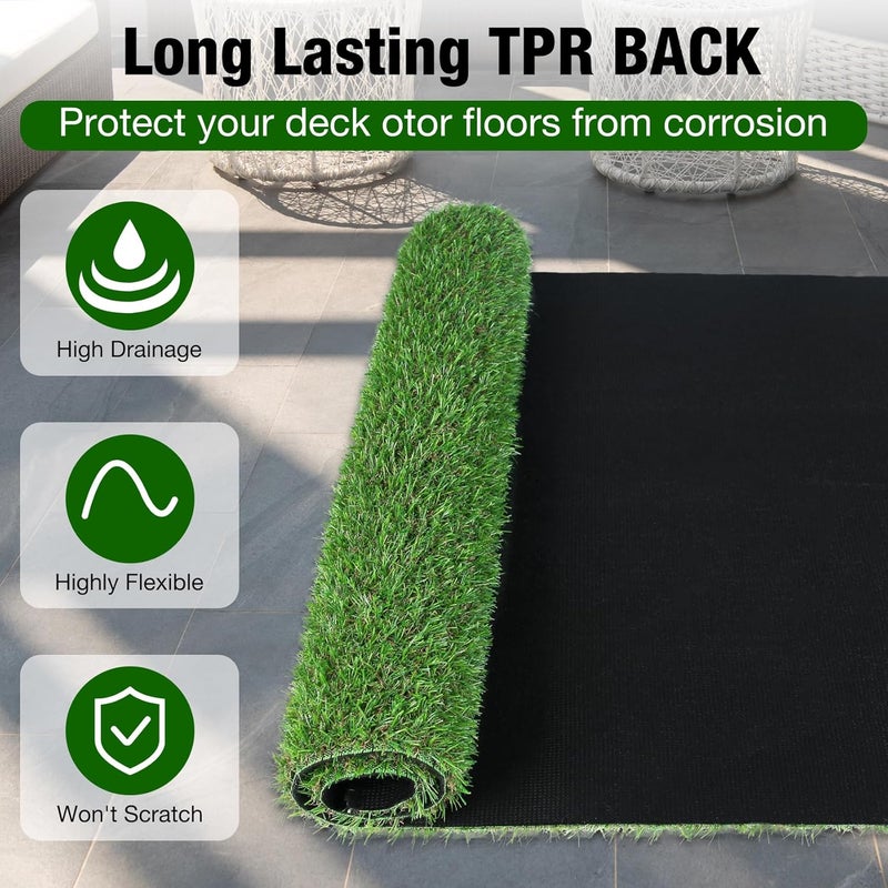 XLX TURF Artificial Grass Outdoor Turf Rug - 4FT X 6FT High Density Realistic Fake Grass Carpet for Patio Balcony Indoor Flooring Decor 15mm/0.6inch Low Pile Height - Image 4